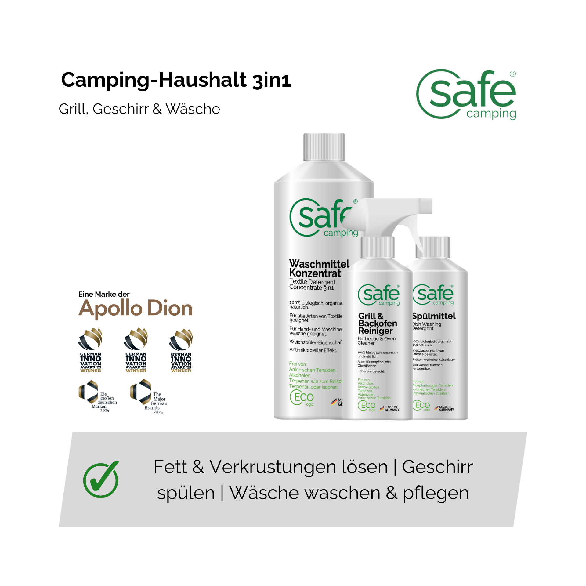 Camping-Haushalt 3in1 - Grill, Geschirr & Wäsche