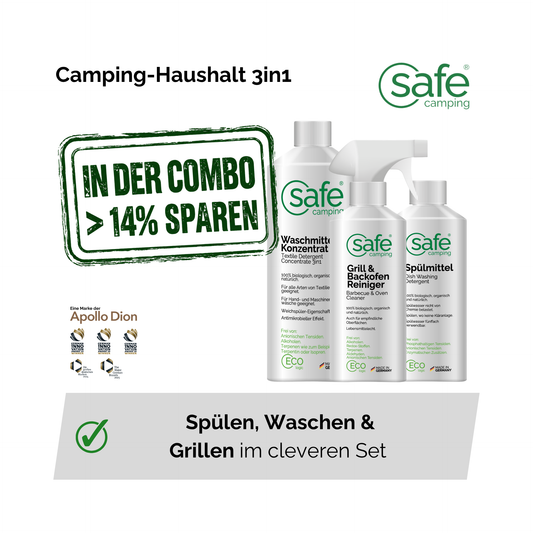 Camping-Haushalt 3in1 - Grill, Geschirr & Wäsche