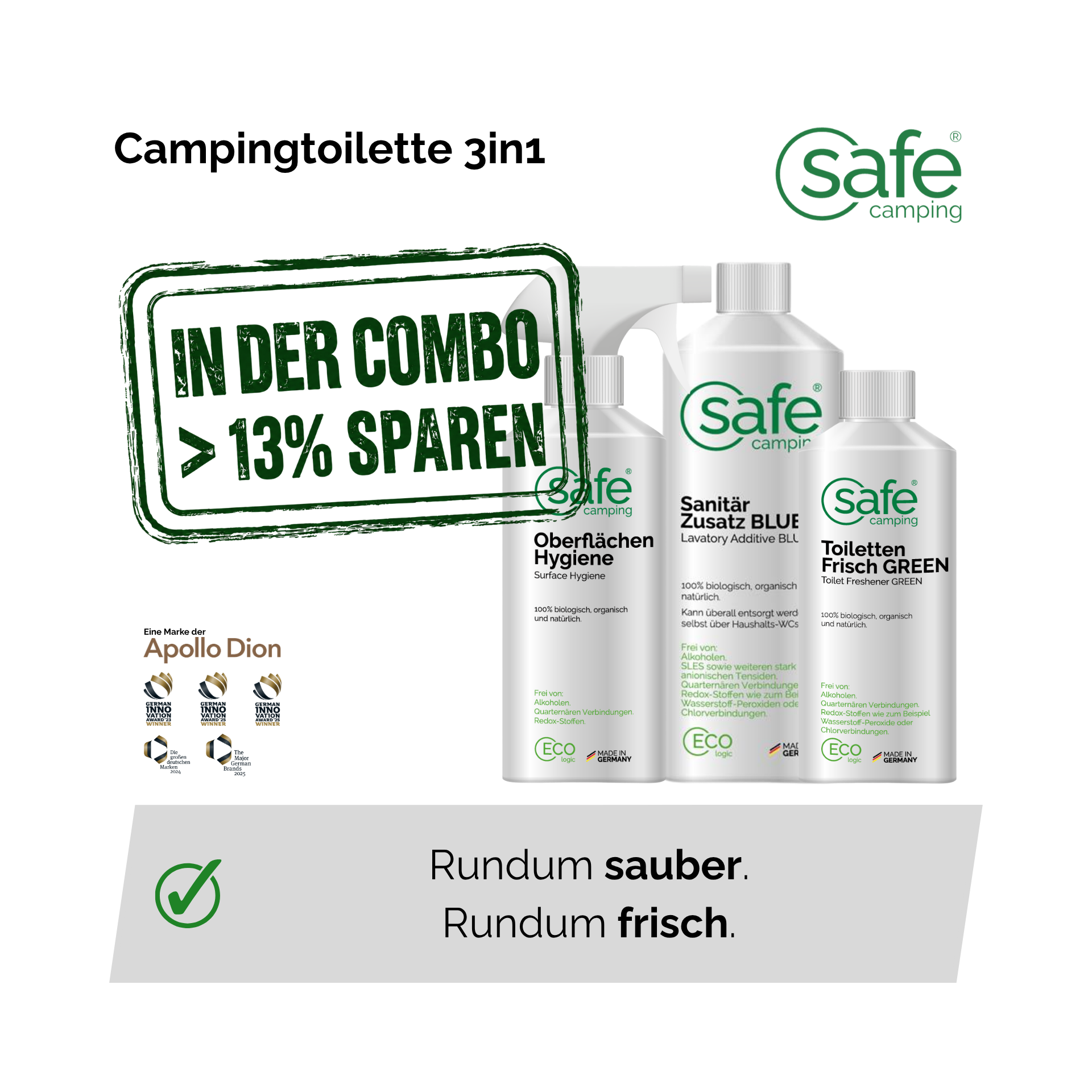 Campingtoilette 3in1 - Fäkalientank, Spülwasser & Hygiene