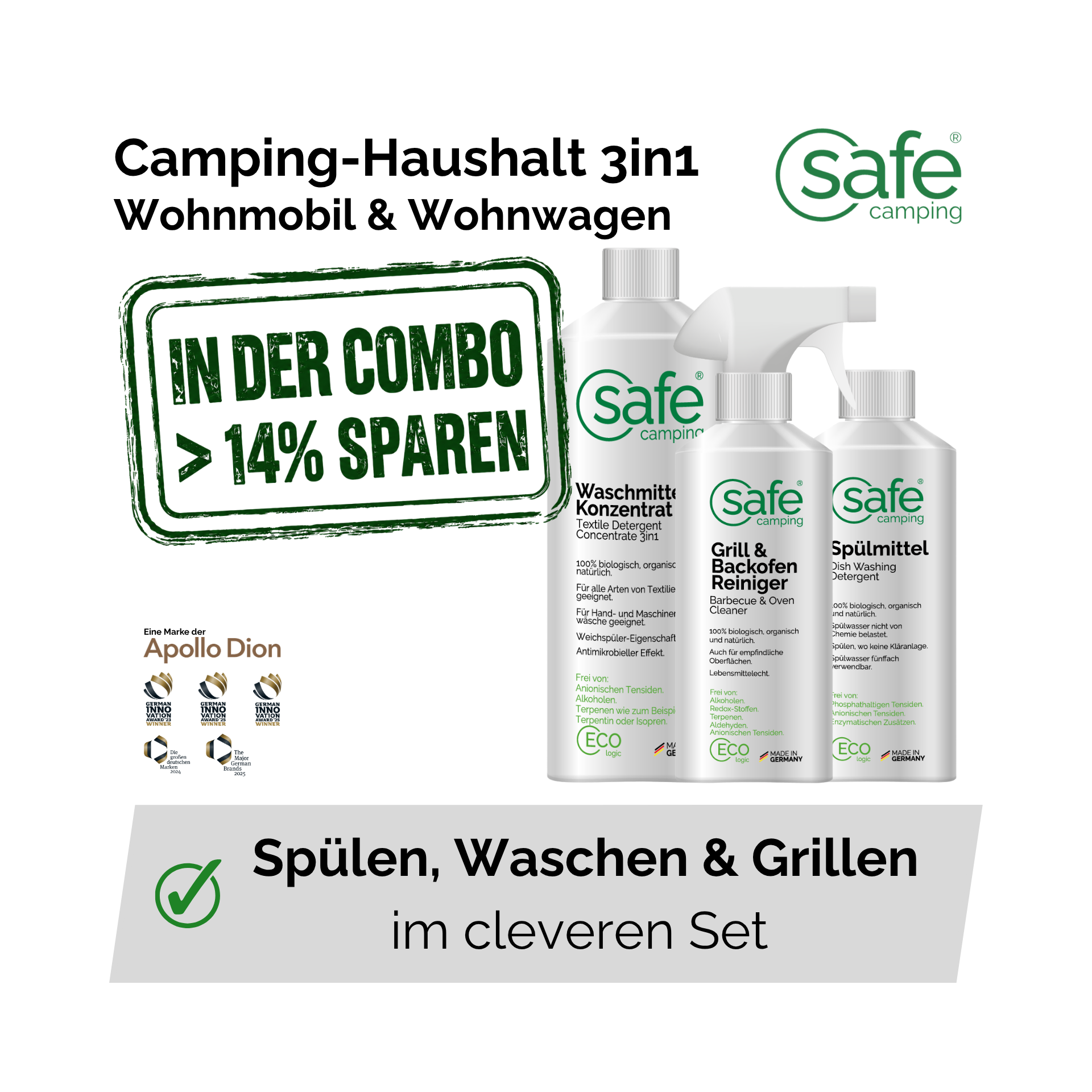 Camping-Haushalt 3in1 - Grill, Geschirr & Wäsche