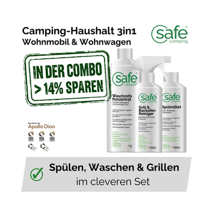 Camping-Haushalt 3in1 - Grill, Geschirr & Wäsche