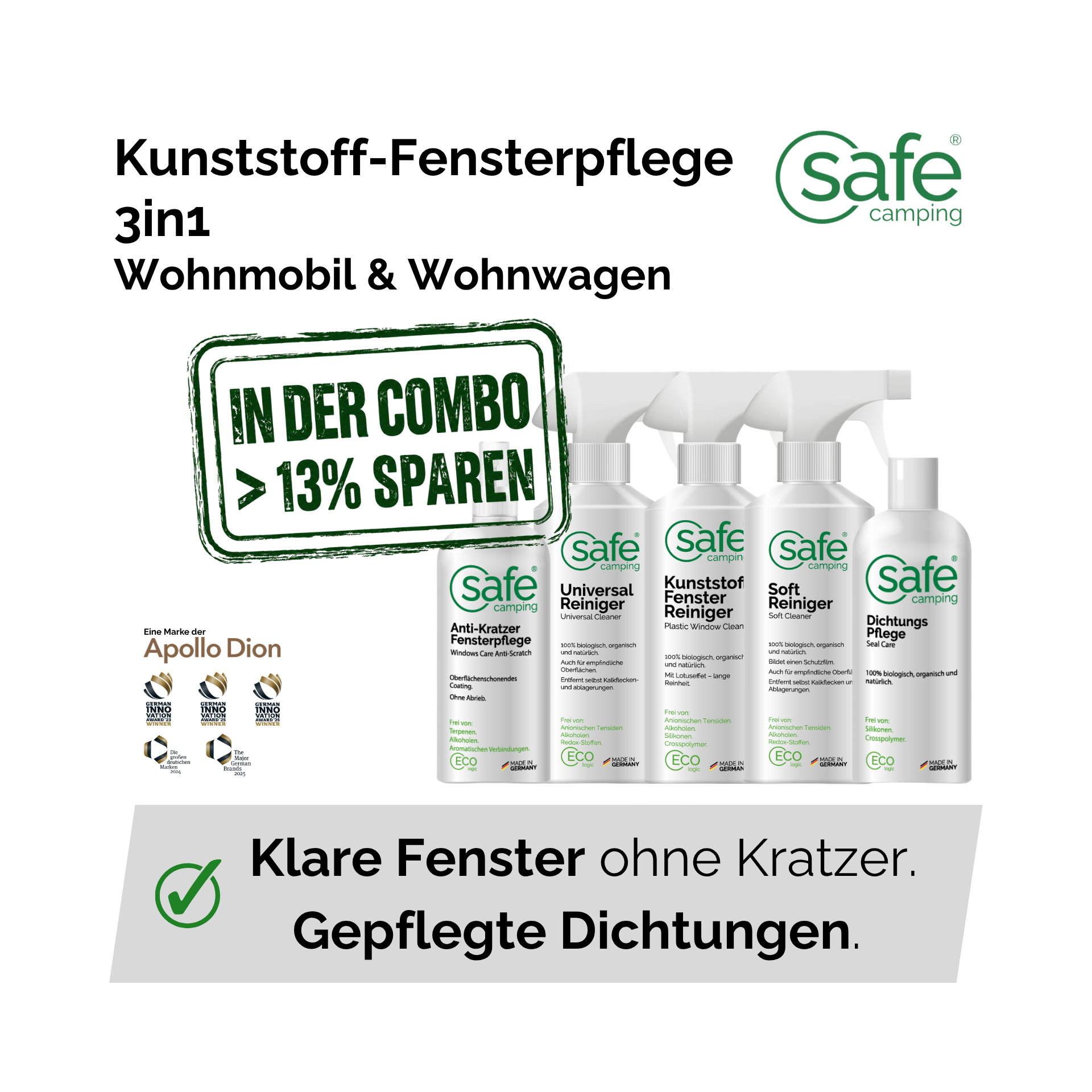 Wohnmobil & Wohnwagen Kunststoff-Fensterpflege 3in1 - Reinigung, Kratzerbehandlung & Dichtungsschutz