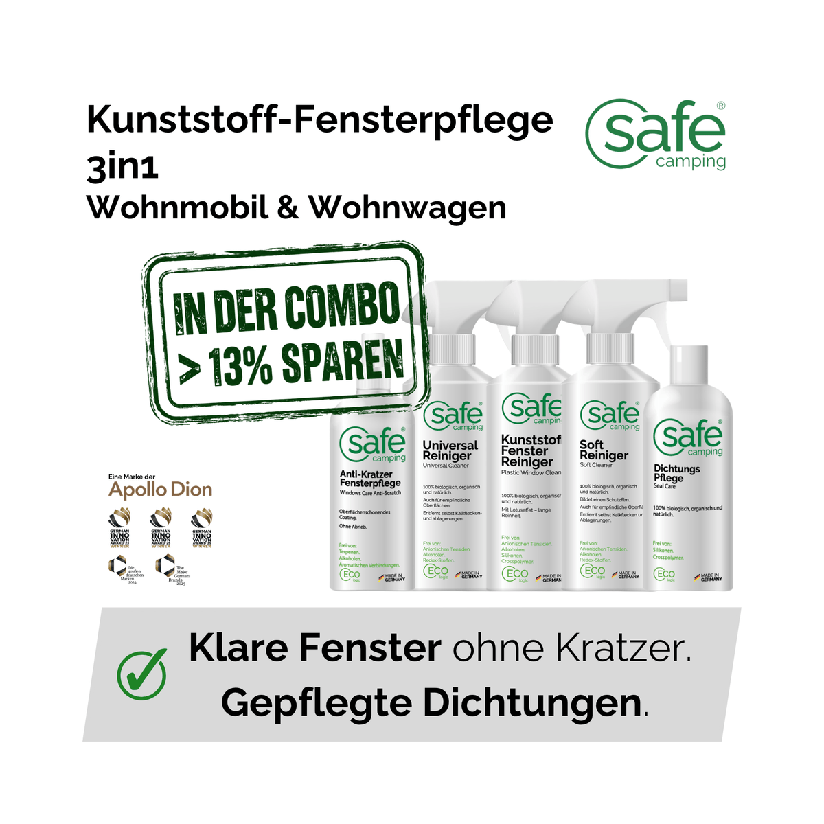 Wohnmobil & Wohnwagen Kunststoff-Fensterpflege 3in1 - Reinigung, Kratzerbehandlung & Dichtungsschutz