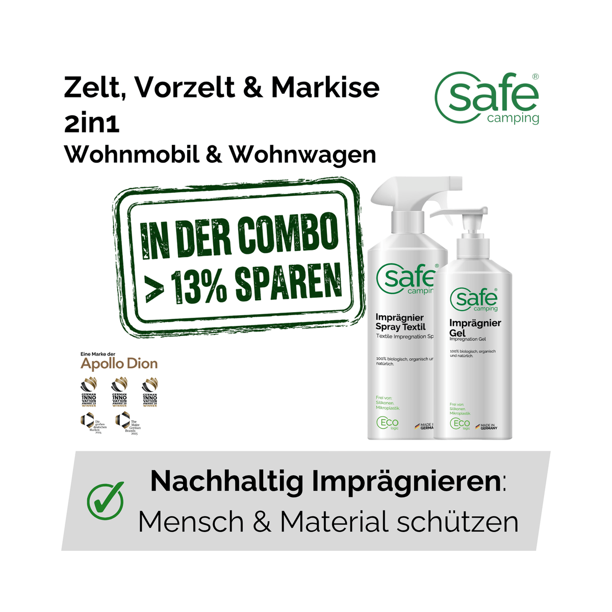 Zelt, Vorzelt & Markise 2in1 - Flächen- & Detail-Imprägnierung
