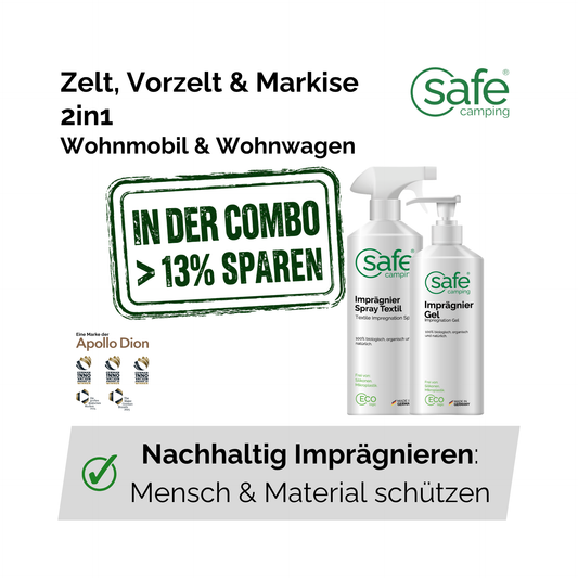 Zelt, Vorzelt & Markise 2in1 - Flächen- & Detail-Imprägnierung