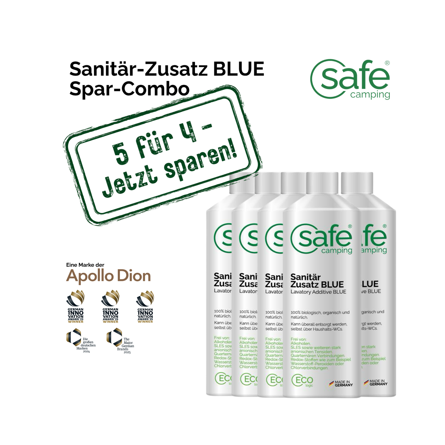 Sanitair-additief BLAUW Voordeel-combo – 5 voor 4