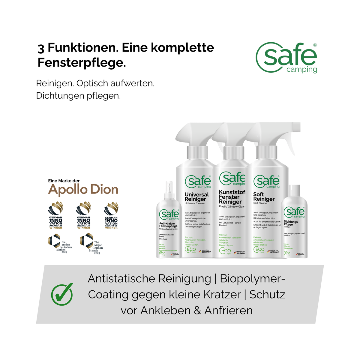 Wohnmobil & Wohnwagen Fensterpflege 3in1 - Reinigung, Kratzerbehandlung & Dichtungsschutz