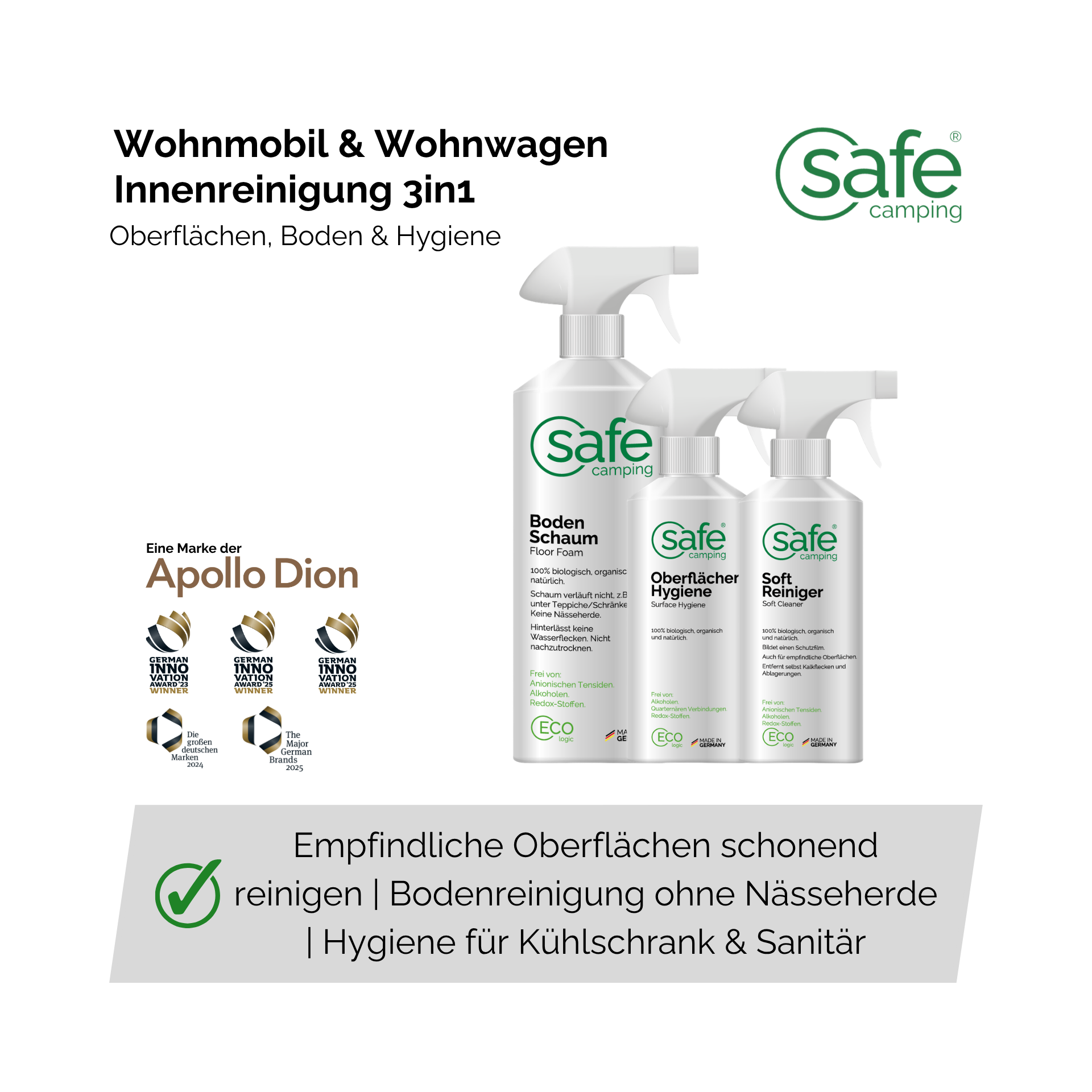 Wohnmobil & Wohnwaagen Innenreinigung 3in1 - Oberflächen, Boden & Hygiene