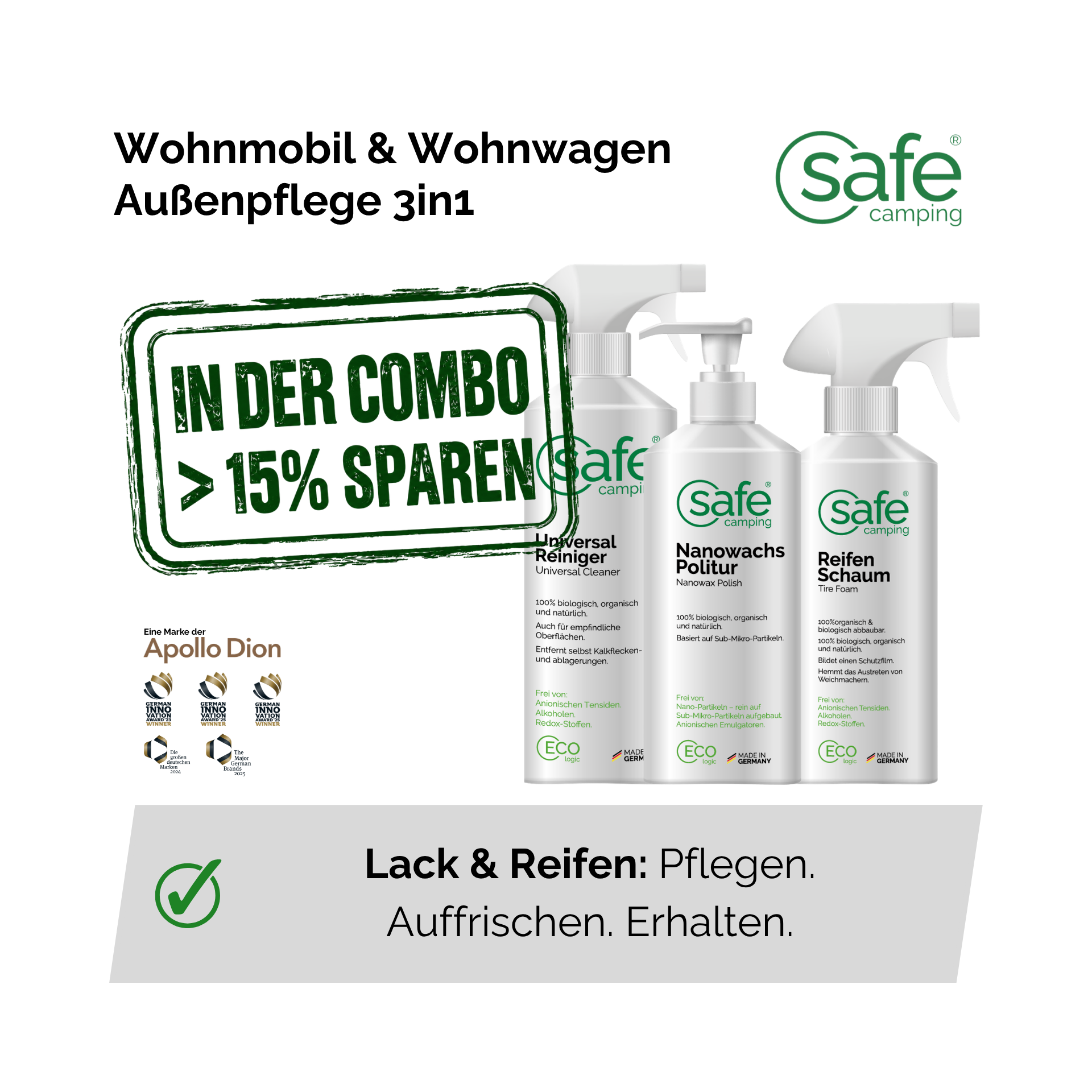 Wohnmobil & Wohnwagen Aussenpflege 3in1 - Lack, Felgen & Reifen