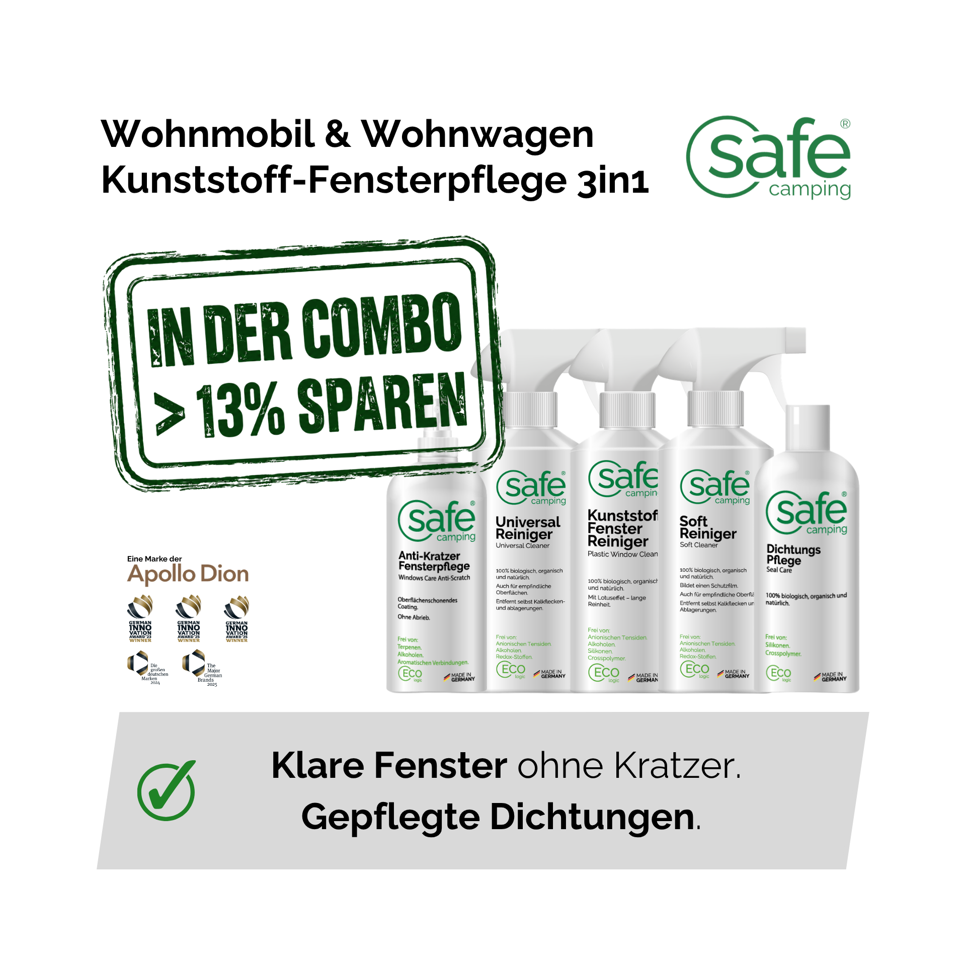 Wohnmobil & Wohnwagen Kunststoff-Fensterpflege 3in1 - Reinigung, Kratzerbehandlung & Dichtungsschutz