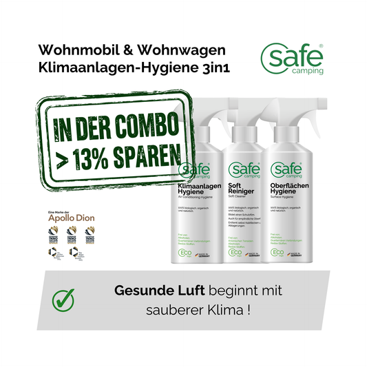 Wohnmobil & Wohnwagen Klimaanlagen-Hygiene 3in1 - Vorreinigung, Klima- & Oberflächen-Hygiene