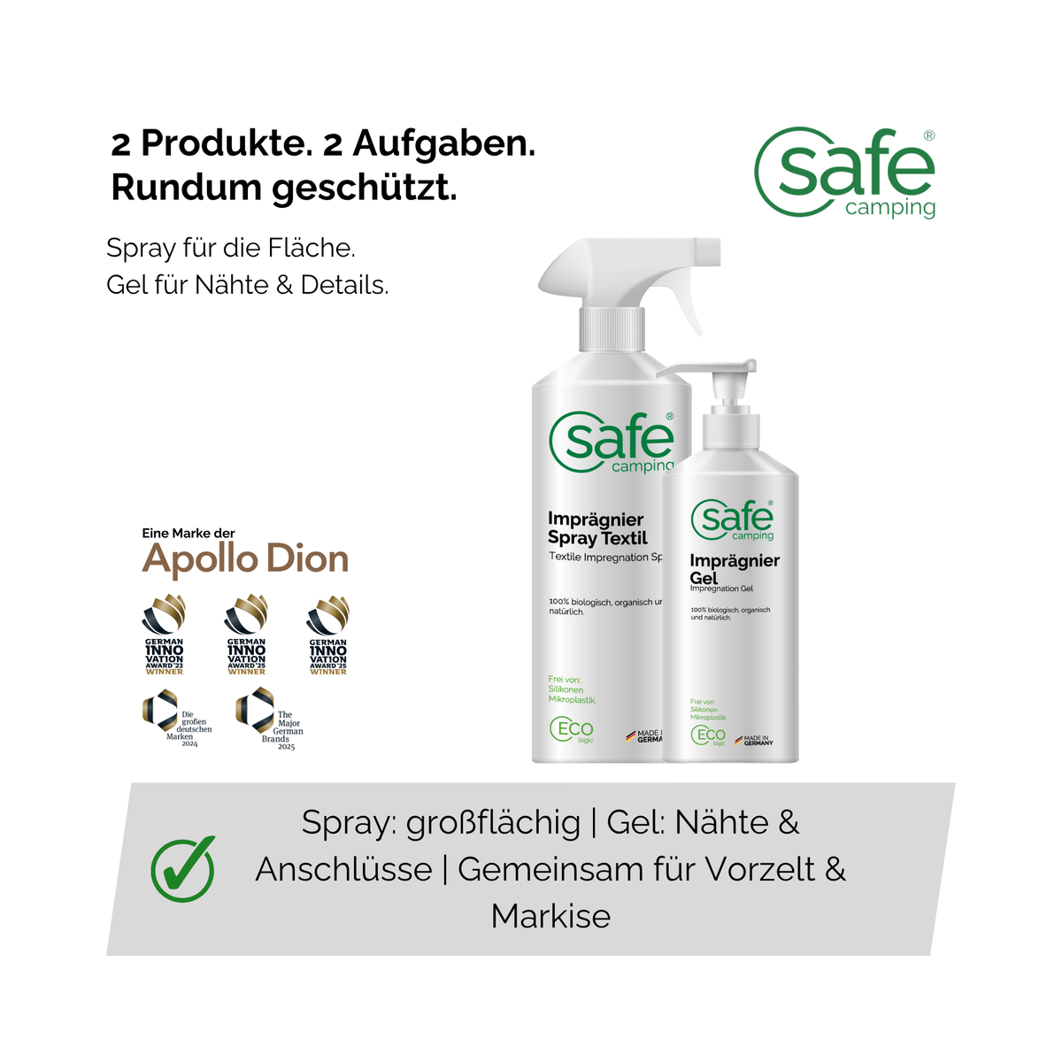 Zelt, Vorzeit & Markise 2in1 - Flächen- & Detail-Imprägnierung