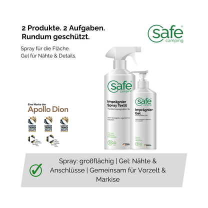 Zelt, Vorzeit & Markise 2in1 - Flächen- & Detail-Imprägnierung