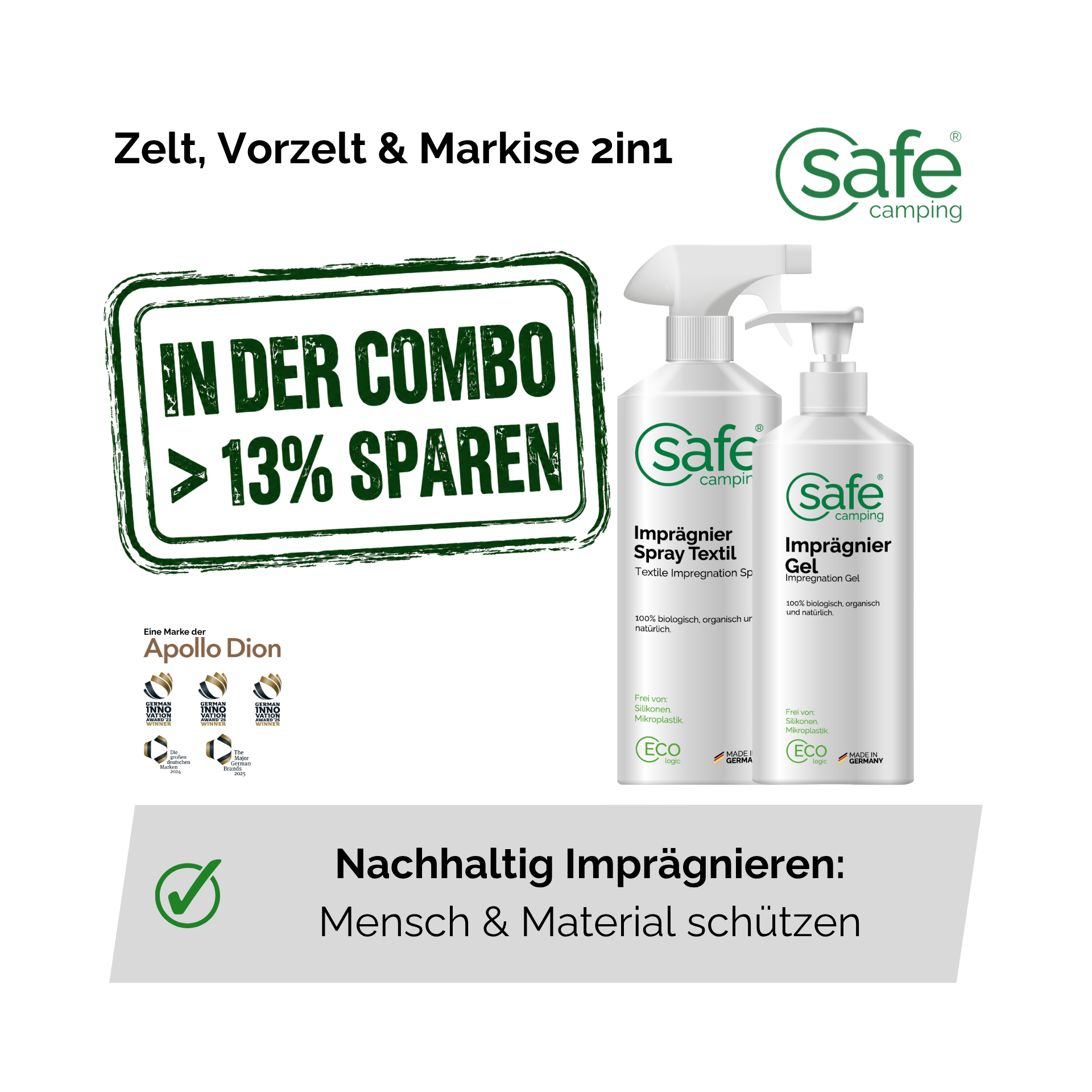 Zelt, Vorzelt & Markise 2in1 - Flächen- & Detail-Imprägnierung